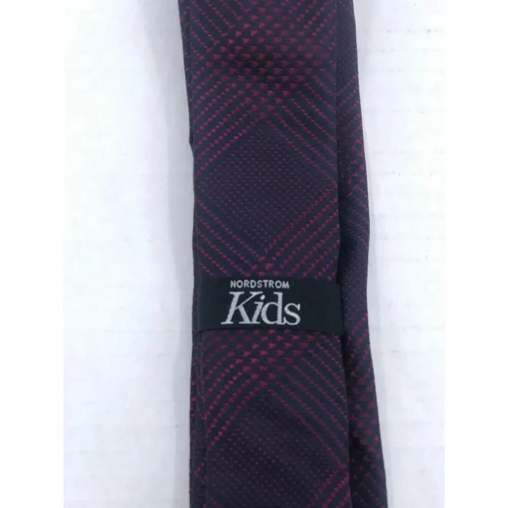 Nordstrom Kids Red/Navy Pattern Silk Tie One Size Necktie NEW youth